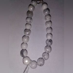 White Marble Beaded Bracelet- Women Jewelry